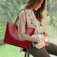 thumbnail image 4 of Computer Laptop Bag Women Business Office Work Bag Briefcase Large Travel Handbag - Claret, 4 of 5