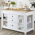 thumbnail image 2 of Maklaine 54" Transitional Wood Kitchen Island with Slide Out Table in White, 2 of 9