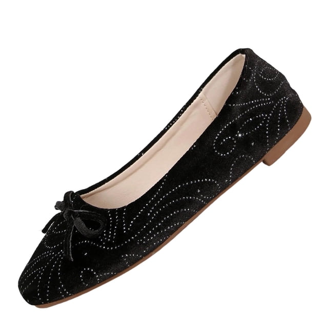 Verde Pisos Zapatos Mujeres de Moda Casual Tacón Bajo Hermoso Bowknot Zapatos Vintage Terciopelo Lujoso Material Detalles Elegantes Delicado Arco