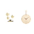 thumbnail image 1 of Figura decorativa de metal con flores y hojas, reloj de pared, ideal para sala de estar o para el hogar., 1 of 8