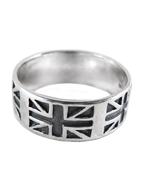 Sterling Silver Union Jack Band Ring