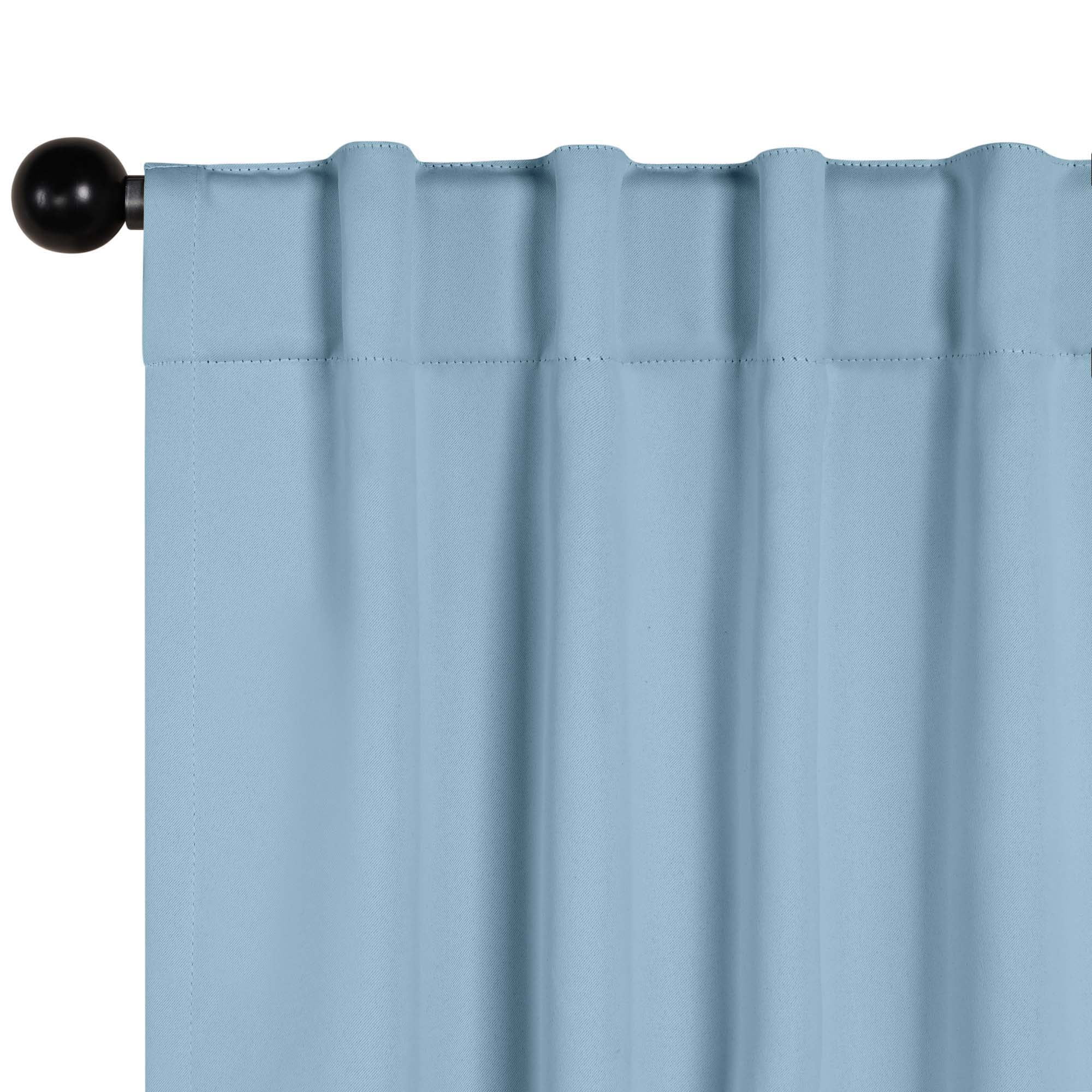 Superior Blackout Solid Light Filtering Back Tab Curtain Panel Set, 52" x 72", Light Blue