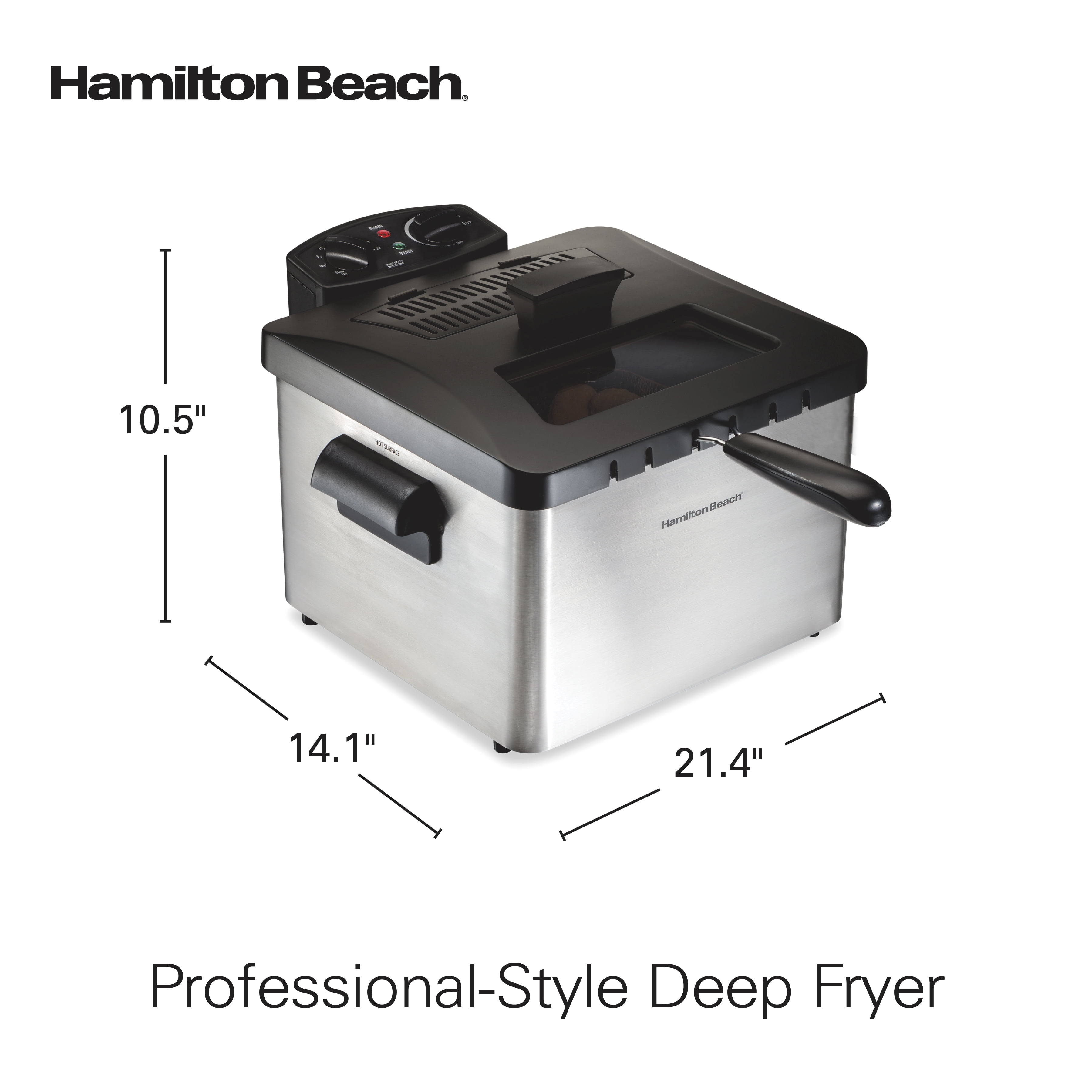 Hamilton Beach Professional Style Electric Deep Fryer, Lid with View  Window, 1800 Watts, 19 Cups / 4.5 Liters Oil Capacity, One XL Frying  Basket