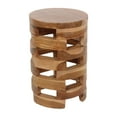 thumbnail image 7 of East at Main Maeve Handcrafted Teak Open Slat Solid Wood Round Rustic Drum Accent Table, Natural Brown, 7 of 7