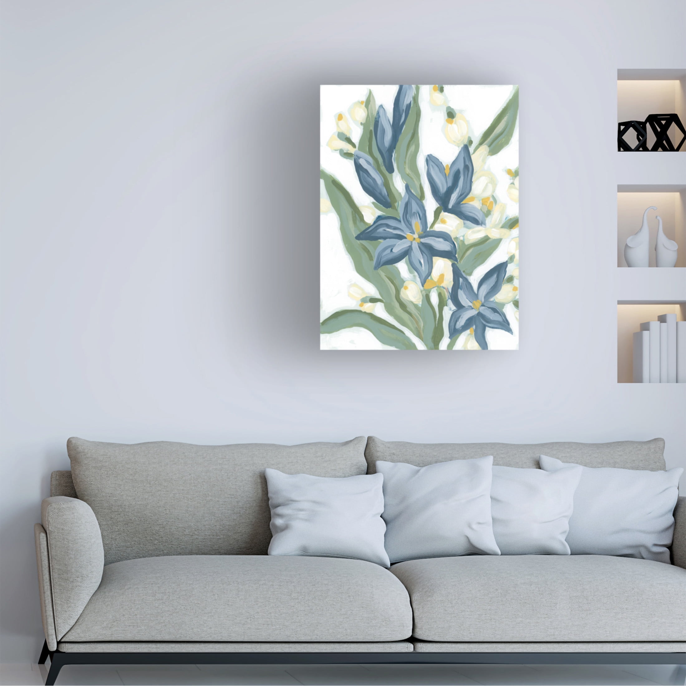 Canvas Wall Art - June Erica Vess 'Blue Nettle I' Wall Art for Living Room, Bedroom, or Office Décor by Trademark Fine Art - 35 x 47 Inches