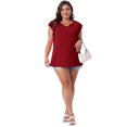 thumbnail image 3 of DARING DIVA Women's Plus Casual V Neck Ruffle Casual Top Blouse Tank Tops 1X Wine Red, 3 of 6