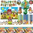 thumbnail image 2 of Decoración para fiesta de cumpleaños de La Granja Zenon, pancarta con globos, adorno para tarta, vajilla, suministros para fiestas de granja, baby shower, 2 of 5