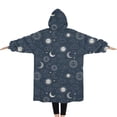 thumbnail image 2 of Oversized Wearable Blanket Hoodie,Dark Blue Sun Moon Cloud Pattern Sherpa Blanket Hoodie with Super Pockets,Super Warm Fuzzy Pullover for Women & Men, 2 of 6