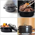 thumbnail image 2 of KONTONTY Rôtissoire Ronde Noire avec Couvercle, Moule de Cuisson pour Rôtir des Patates Douces et Plus, Émail Fer, Usage Domestique, Taille 1 Ensemble, 2 of 8