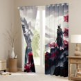 thumbnail image 3 of Manfei Ink Samurai Black Out Curtains for Boys Men, Mountain Temple Curtains Pack of 2 (42x63 Each), Black Red Gray, 3 of 6