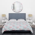 thumbnail image 1 of Designart 'Tropical Botanicals, Flowers And Flamingo III' Mid-Century Duvet Cover Set, 1 of 4