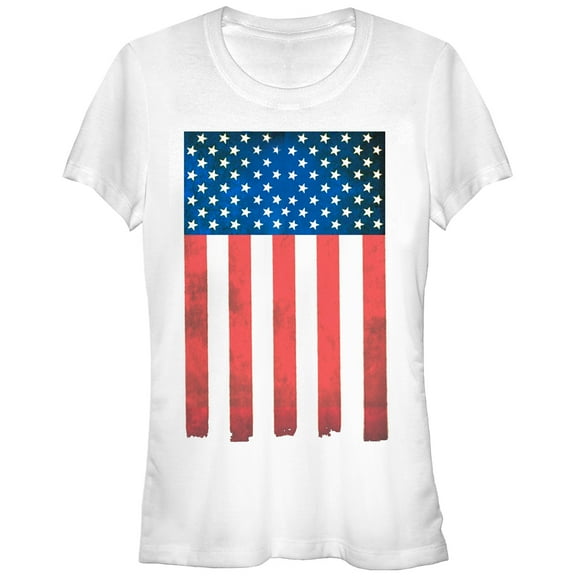 Junior's Lost Gods American Flag Paint Print  Graphic Tee White X Large