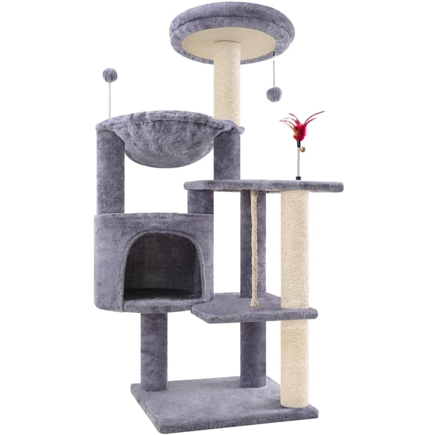 Árbol para Gatos TWDEPART de 108 cm con Condo Acogedor y Postes Rascadores Gris
