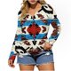 thumbnail image 3 of TaTaai Casual Western Print Top Soft Lightweight Women's Fashion Round Neck Long Sleeve Button Detail Retro Loose Spring Daily Wear Blouse Gift, 3 of 5