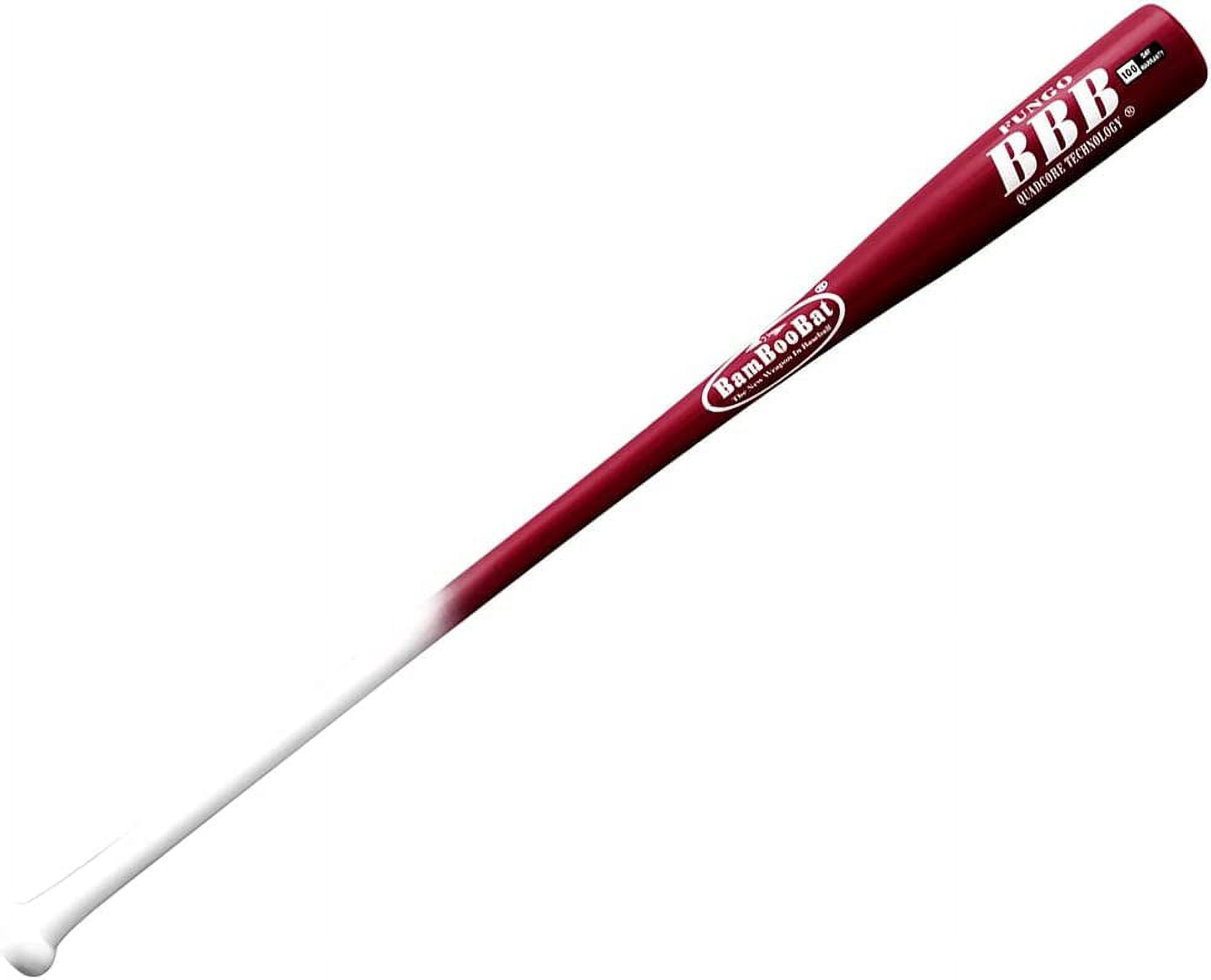 BAMBOOBAT by&nbsp;Pinnacle Sports&nbsp;Equipment INC. Adult Fungo Infield/Outfield Bamboo Baseball Bat, White Handle/Scarlet Barrel, 34"