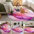 thumbnail image 6 of Marble Pink Purple Round Living Room Rugs 5 ft, Gradient Liquid Gold Foil Wavy Washable Area Rug with Non-Slip Sturdy Edge Binding Round Carpet for Entryway Kitchen Bedroom Bathroom, 6 of 9