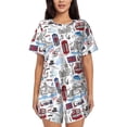 thumbnail image 1 of Fotbe London Landmark2 Conjunto de Pijama Estampado para Mujer, 2 Piezas, Ropa de Dormir con Camiseta de Manga Corta y Shorts Suaves-Small, 1 of 6