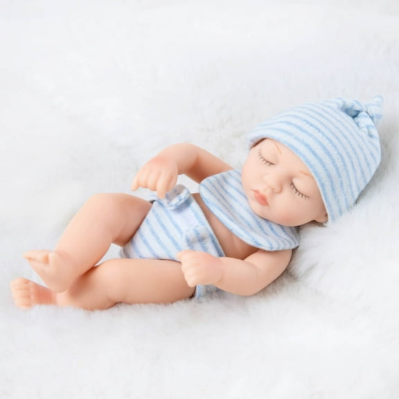 18cm Reborn Doll, Simulation Vinyl Baby Doll with Realistic Skin & Adjustable Limbs, Accompany Art Collection Photography Prop, Soft Rubber Toy Gift