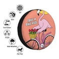 thumbnail image 4 of Fuzoiu Flamingo Riding a Bicycle Print Universal Spare Tire Cover with Buckle Strap, Waterproof Wheel Covers for Jeep, Trailer, RV, Truck and All Car-15 inch, 4 of 6