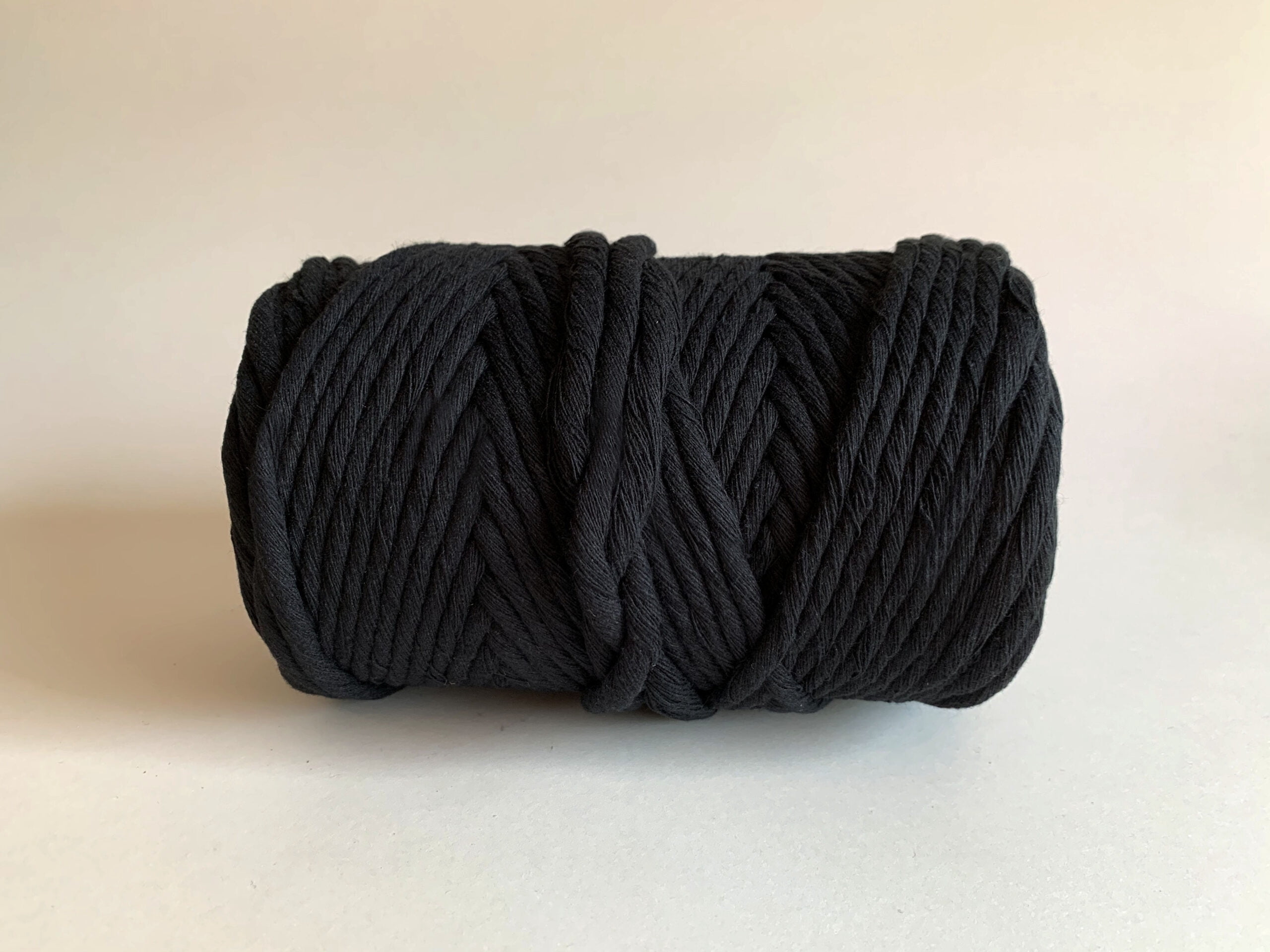 6mm Single Strand Craft Cord Recycled Cotton Macrame String - Black