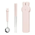 thumbnail image 2 of Ludlz 1 Set Spoon Cutlery Comfortable Grip Small And Exquisite Creative Portable Cartoon Rabbit Tableware Stainless Steel Spoon Fork Chopsticks Cutlery Set with Box Home Supply, 2 of 8