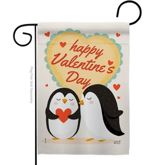 Angeleno Heritage G135396-BO 13 x 18.5 in. Penguins Love Garden Flag with Spring Valentines Double-Sided Decorative Vertical House Decoration Banner Yard Gift