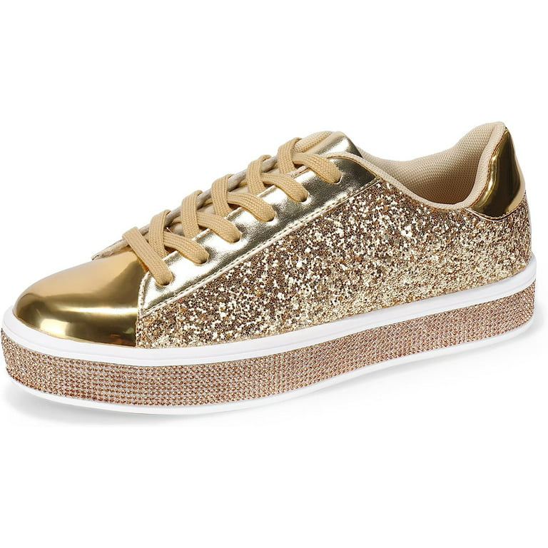 QIMAOO Womens Trainers Glitter Ladies Trainers Bling Sparkly Sneakers Women  Shiny Sequin Shoes for Wedding Party Dancing - 4UK(749 Black):  : Fashion