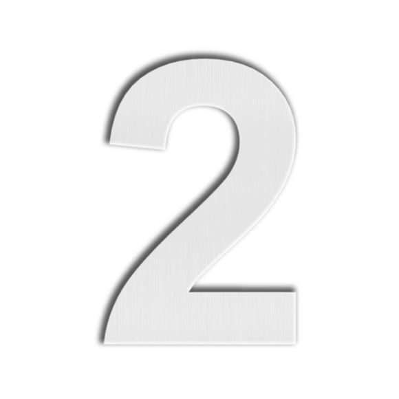 QT Modern House Number - SMALL 4 Inch - Brushed Stainless Steel (Number 2 Two), Floating Appearance, Easy to install and made of solid 304