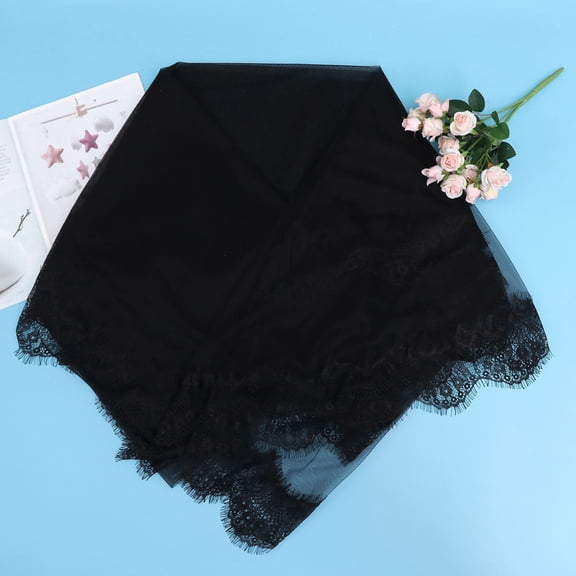 Masteelf Lace Long Bride Wedding Veil Wedding Gauze White Dress Wedding Accessories (Black)