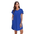 thumbnail image 4 of FEREMO Women Plus Size Nightgowns 2pc Short Sleeve Sleepwear Comfy Loose Sleepshirt with Pockets, 4 of 6
