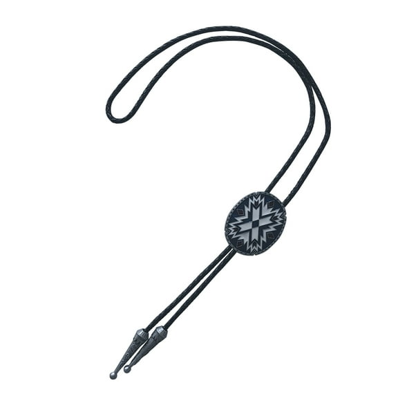 Vintage Style Southwest Pattern Totem Oval Bolo Tie