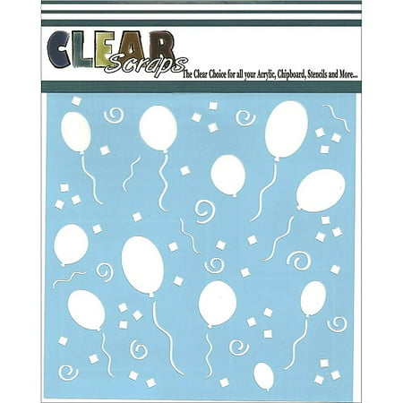 Clear Scraps CSSM6-PARTY Translucent Plastic Film Stencil, Party, 6-Inch x 6-Inch Multi-Colored