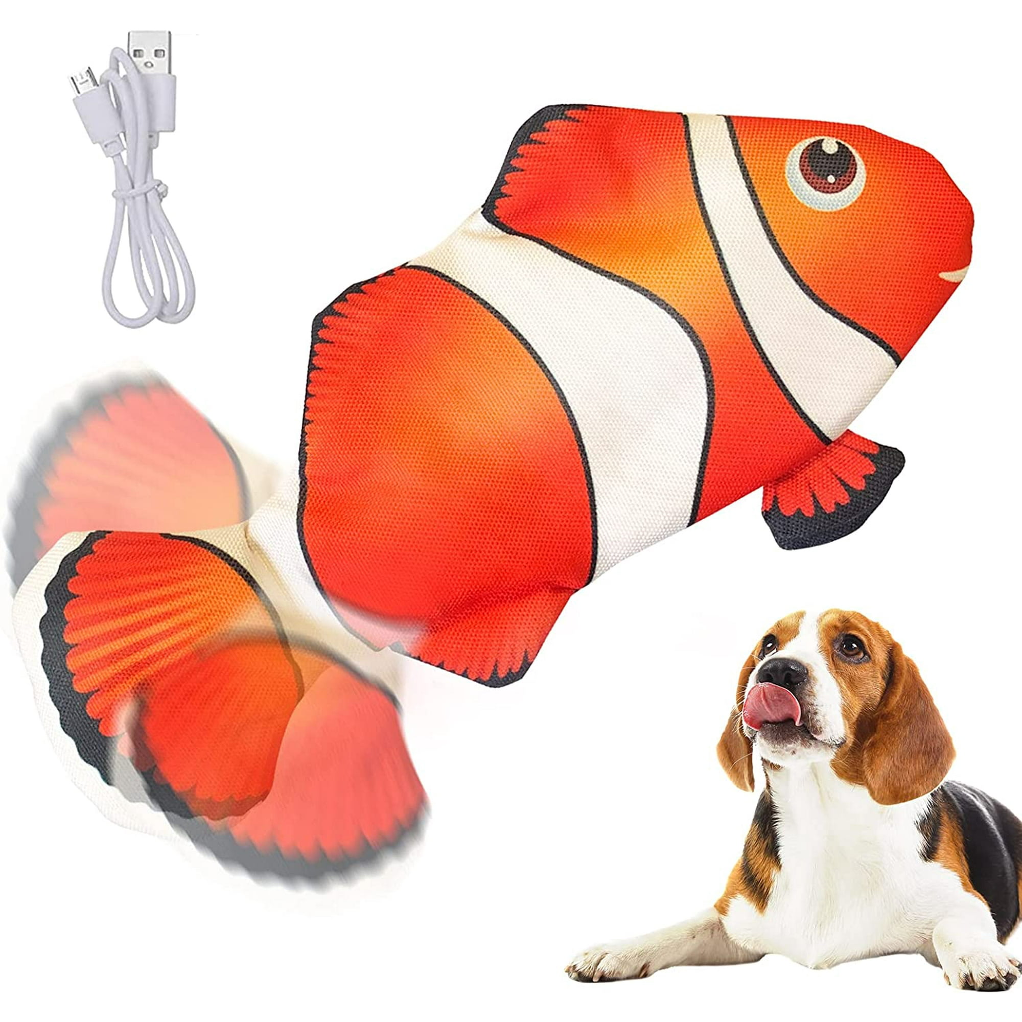 Electric Moving Dog Fish Toy Realistic Flopping Fish Oxford Cloth Interactive Dog Toys Pet Toys for Small Dogs Clownfish