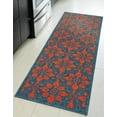 thumbnail image 6 of Unique Loom Outdoor Trellis Collection Area Rug - Tiles (2' x 8' Runner Blue and Red), 6 of 9