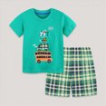 thumbnail image 2 of TOWED22 Infant Toddler Baby Boy Summer Outfits 2pcs Short Sleeve Shirt Top Pocket Shorts Truck Dinosaur Clothes(Green,3-4 Y), 2 of 9
