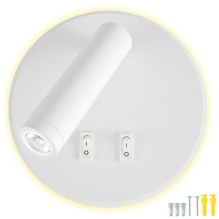 

Littleduckling LED Wall Sconce with Rotary Reading Lamp LED Wall Lamp 3W+8W Wall-mounted Lighting Fixture with 4500K Neutral Light Eye-protection Reading Light for Bedroom Stair(white)