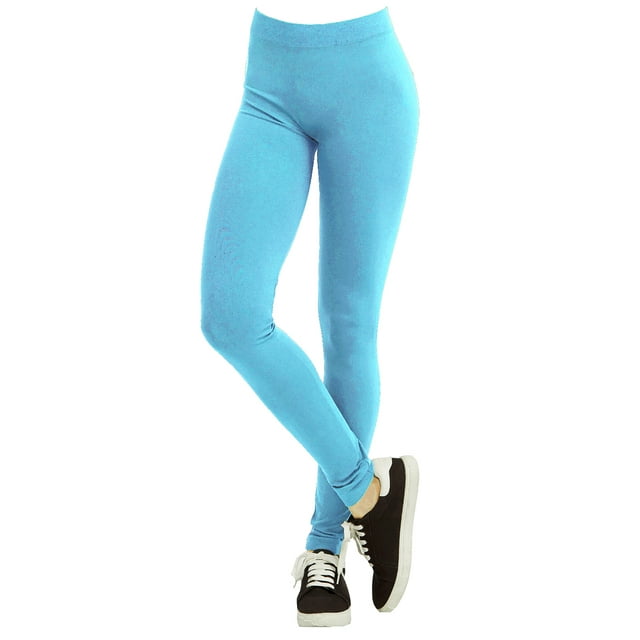 Polyester Spandex Womens Full Length Leggings, Aqua