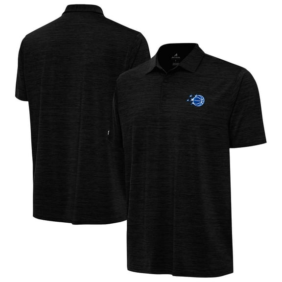 Men's Antigua Heather Black Orlando Magic New Logo Layout Polo