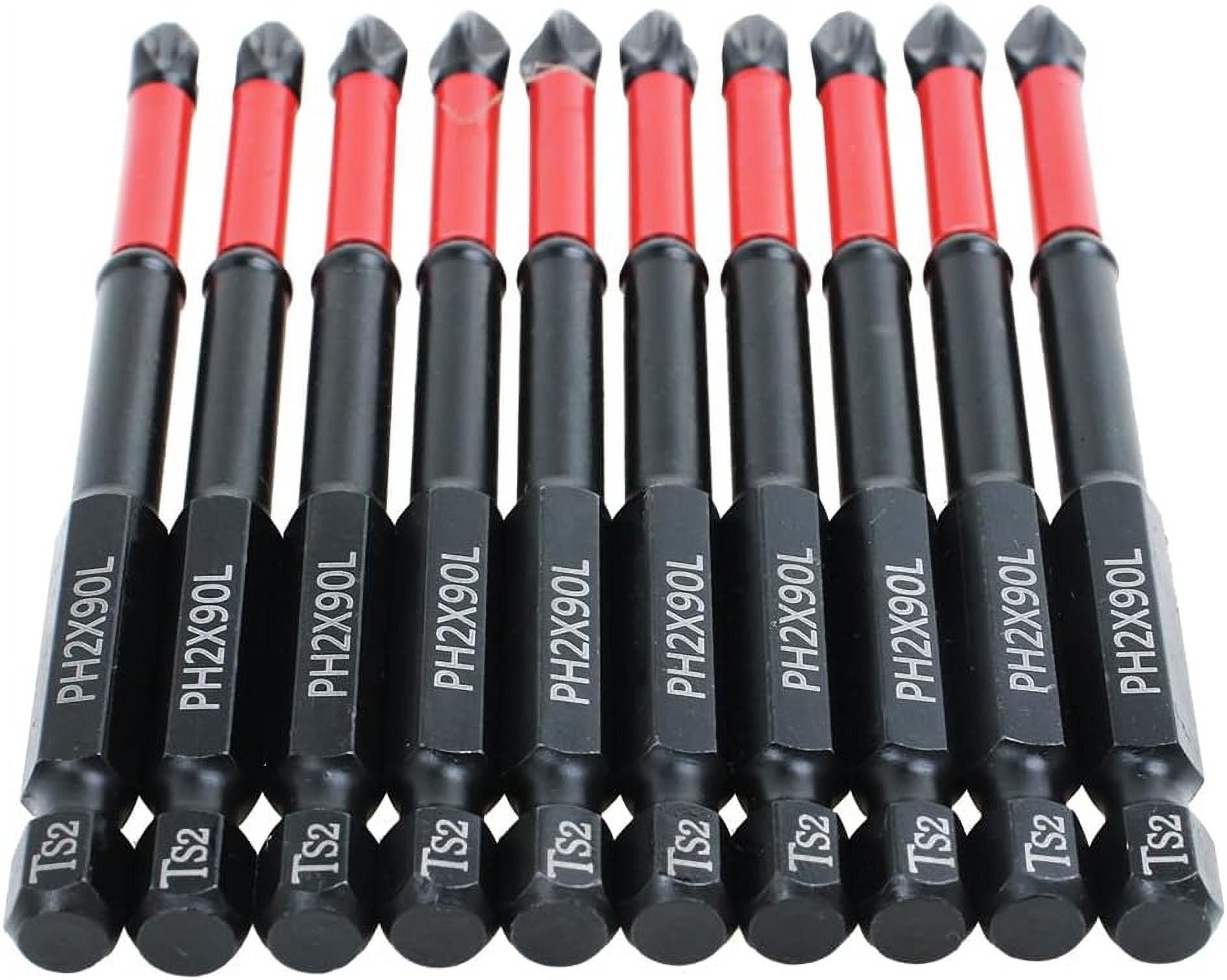 FRKSMD-10 Pack Phillips PH2 Magnetic Anti Slip Screwdriver Bit Set 3-1/2" Length TS2 Anti-Slip Long Drill Bits Impact Driver Bits