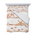 thumbnail image 7 of Quilts Twin-XL Size Bedding Set, Orange Coastal Starfish Lightweight Quilted Comforter, Summer Conch Sea Fish Stripes Soft Reversible Bedspread Coverlet with Pillow Covers for All Season, 68" x 98", 7 of 7