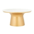 thumbnail image 2 of SAFAVIEH Mila Modern Pedestal Coffee Table, White Marble/Brass, 2 of 7
