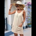 thumbnail image 4 of Vestido de Verano para Mujer, Sin Mangas, con Bolsillos, Informal, Corto, Corte A, Cuello Redondo. Cremoso XXL, 4 of 8