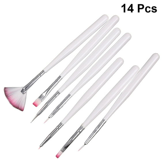 Soimiss Manicure Brush Set with Handle Durable Plastic White 14Pcs Back to School