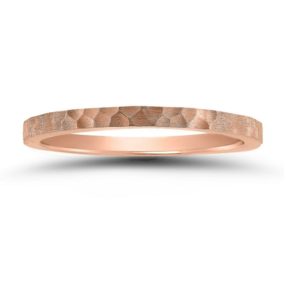 SZUL Women's 1.5MM Thin Micro-Hammered 14K Rose Gold Wedding Band