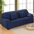thumbnail image 6 of Stretch Elastic, Anti-Wrinkle, Pure Color Slipcover For 1-4 Seater Sofas For Moving Living Room Furniture (3 Seater, Blue), 6 of 6