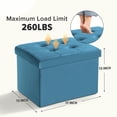 thumbnail image 2 of Taburete plegable Storage Ottoman LINMAGCO, color azul aterciopelado, 2 of 7