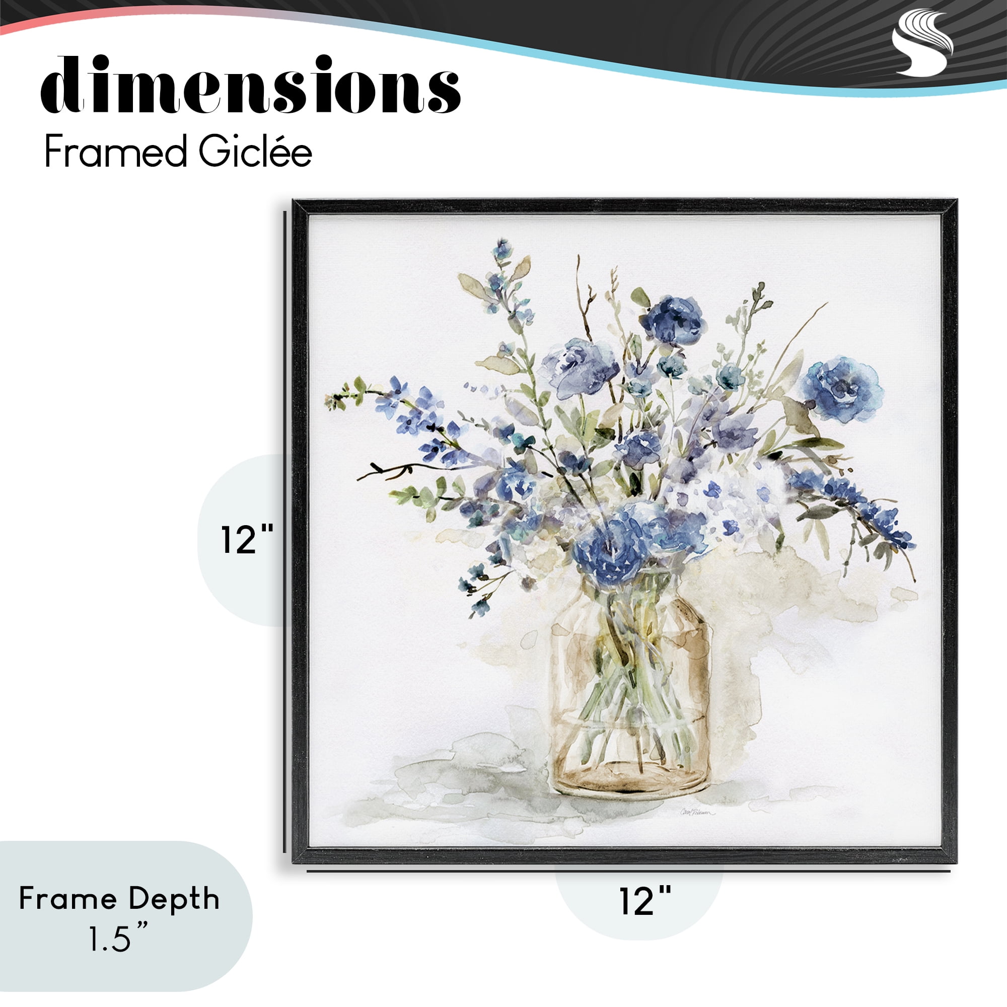 Stupell Industries Spring Floral Dollops Black Framed Giclee Art, design by Carol Robinson