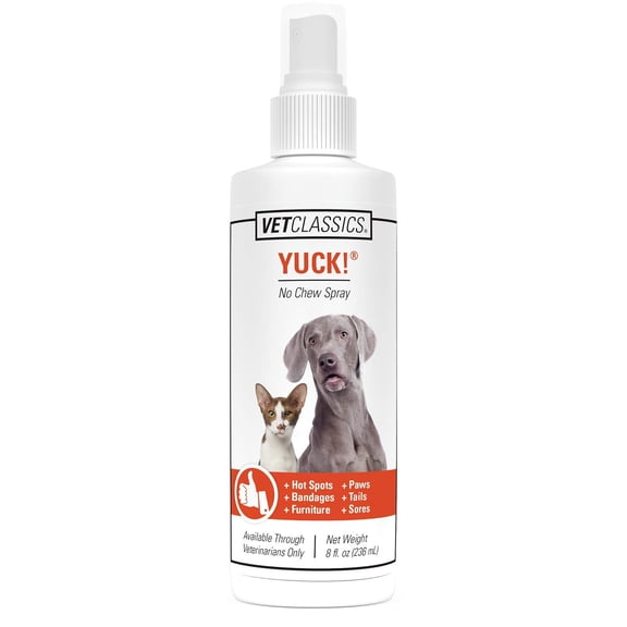 Pet Deterrent Spray for Dogs, Cats - Yuck! No-Chew Training Spray - 8 Fl Oz - Water-Based Formula for Chewing - Helps Stop Furniture, Surfaces, Bandages, Pet Sores Chewing