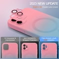 thumbnail image 4 of Magnetic Case for iPhone 12 6.1 inch, Bi-Color Case Compatible with MagSafe Charger Clear Cover with Camera Lens Protector Soft Silicon Phone Case - Pink Blue, 4 of 15