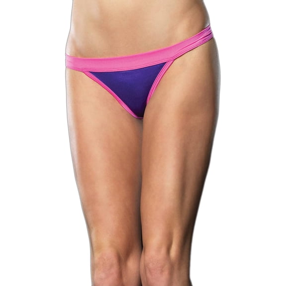 Wide Band Ruched Back Brazilian Bottoms Costume Accessory - PINK/PURPLE - MEDIUM